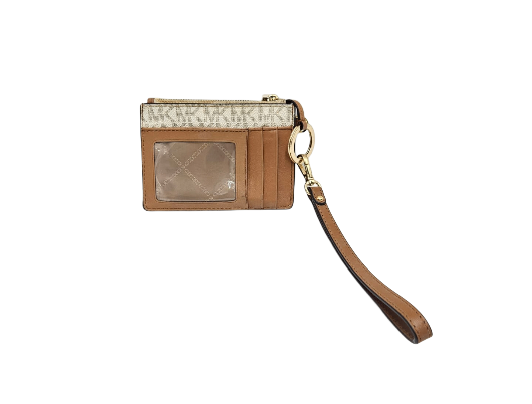 Michael Kors Signature Coated Canvas and Leather Zip Card Holder
