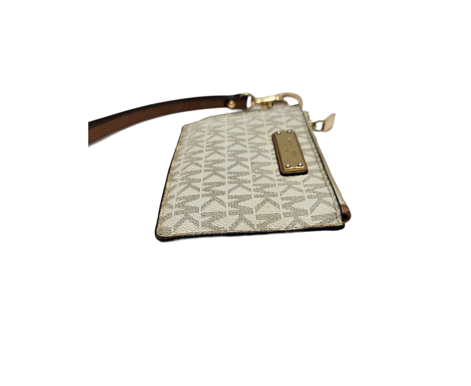 Michael Kors Signature Coated Canvas and Leather Zip Card Holder