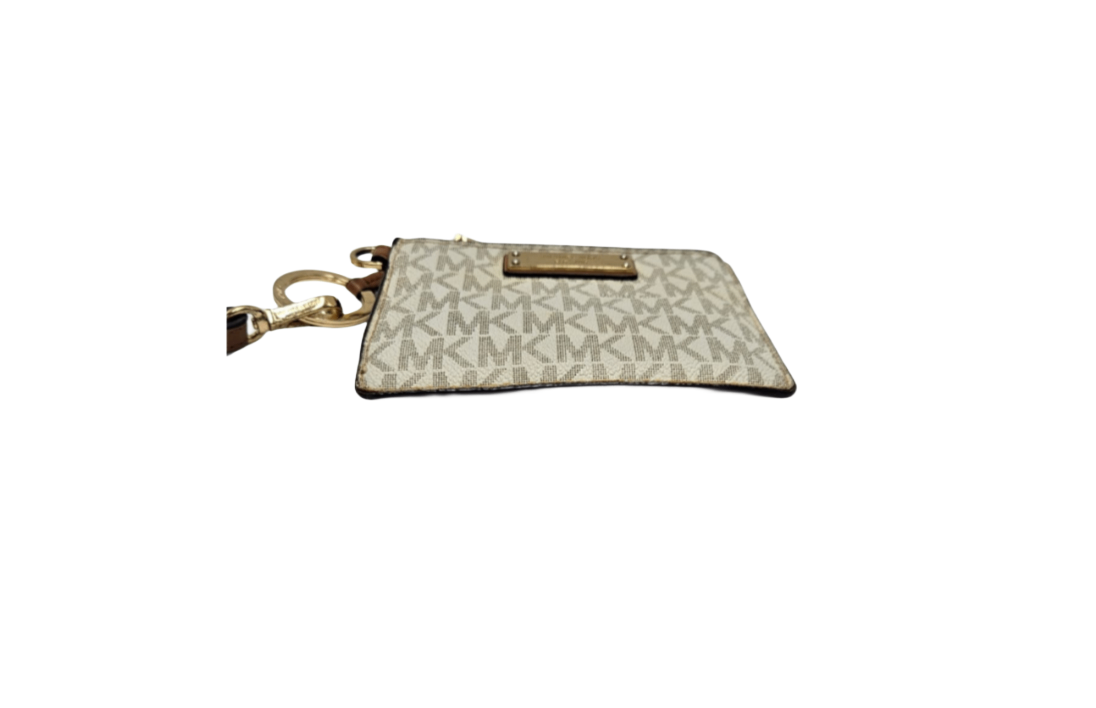 Michael Kors Signature Coated Canvas and Leather Zip Card Holder
