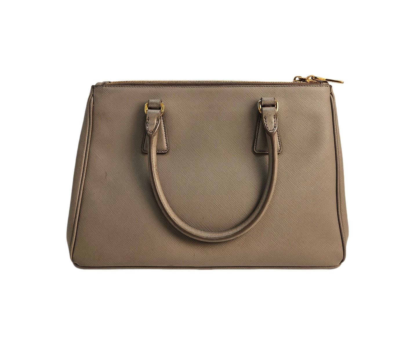 Prada Beige Saffiano Leather Galleria Double Zip Tote