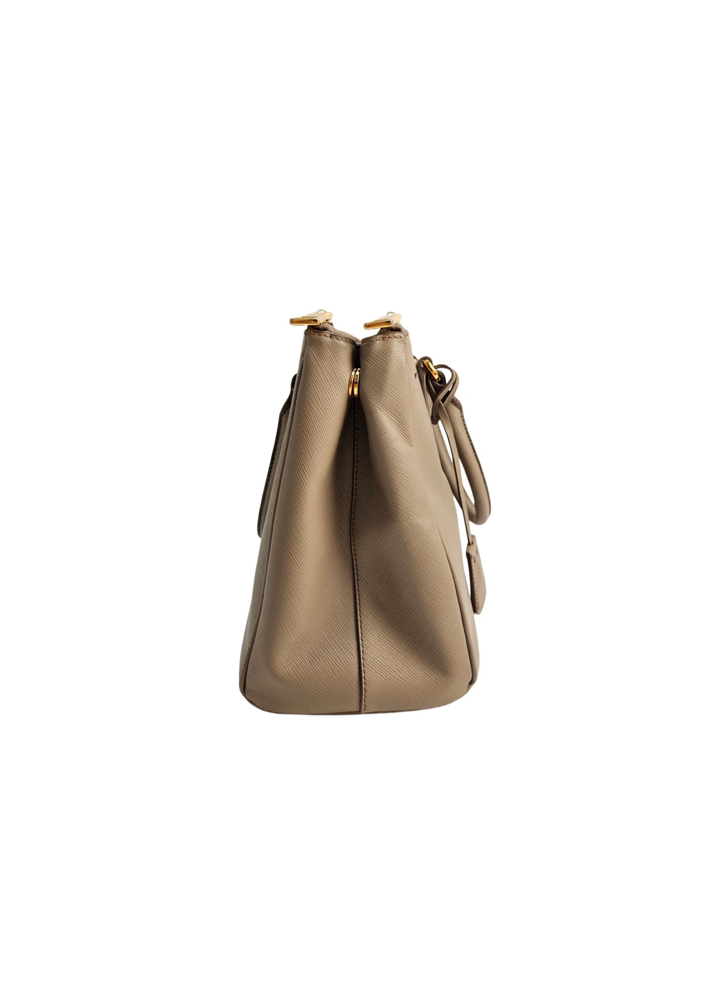 Prada Beige Saffiano Leather Galleria Double Zip Tote
