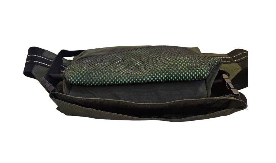 Bottega Veneta Green/Black Technical Fabric and Mesh Belt Bag