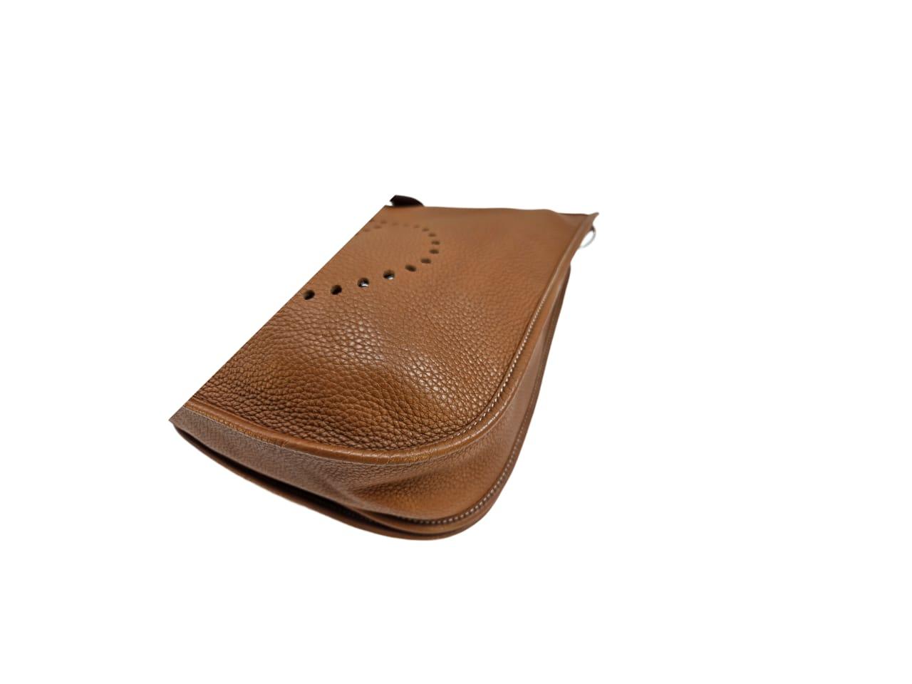 Hermes Gold Taurillon Clemence Leather Evelyne II GM Bag