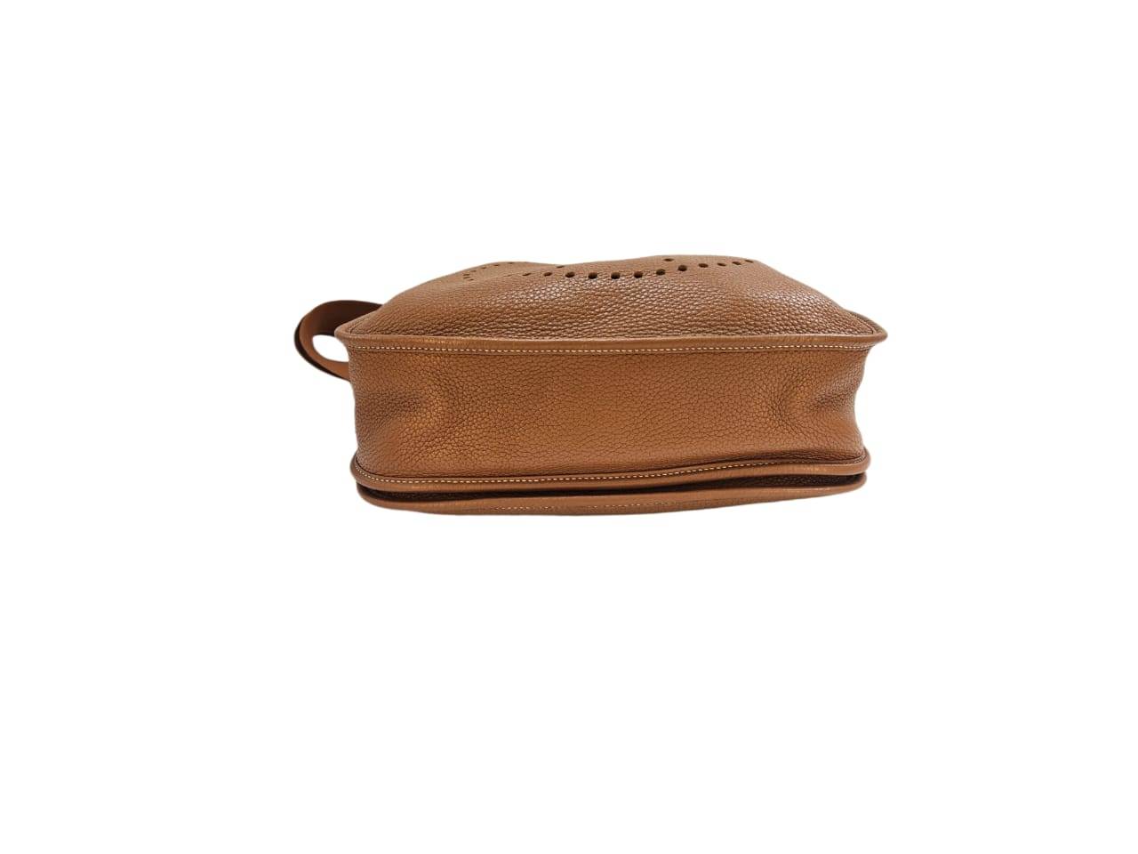 Hermes Gold Taurillon Clemence Leather Evelyne II GM Bag
