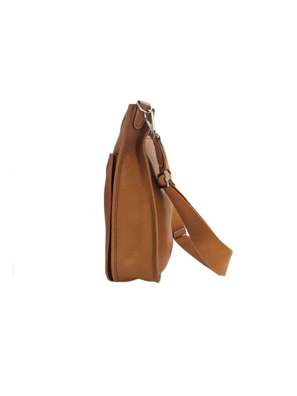 Hermes Gold Taurillon Clemence Leather Evelyne II GM Bag