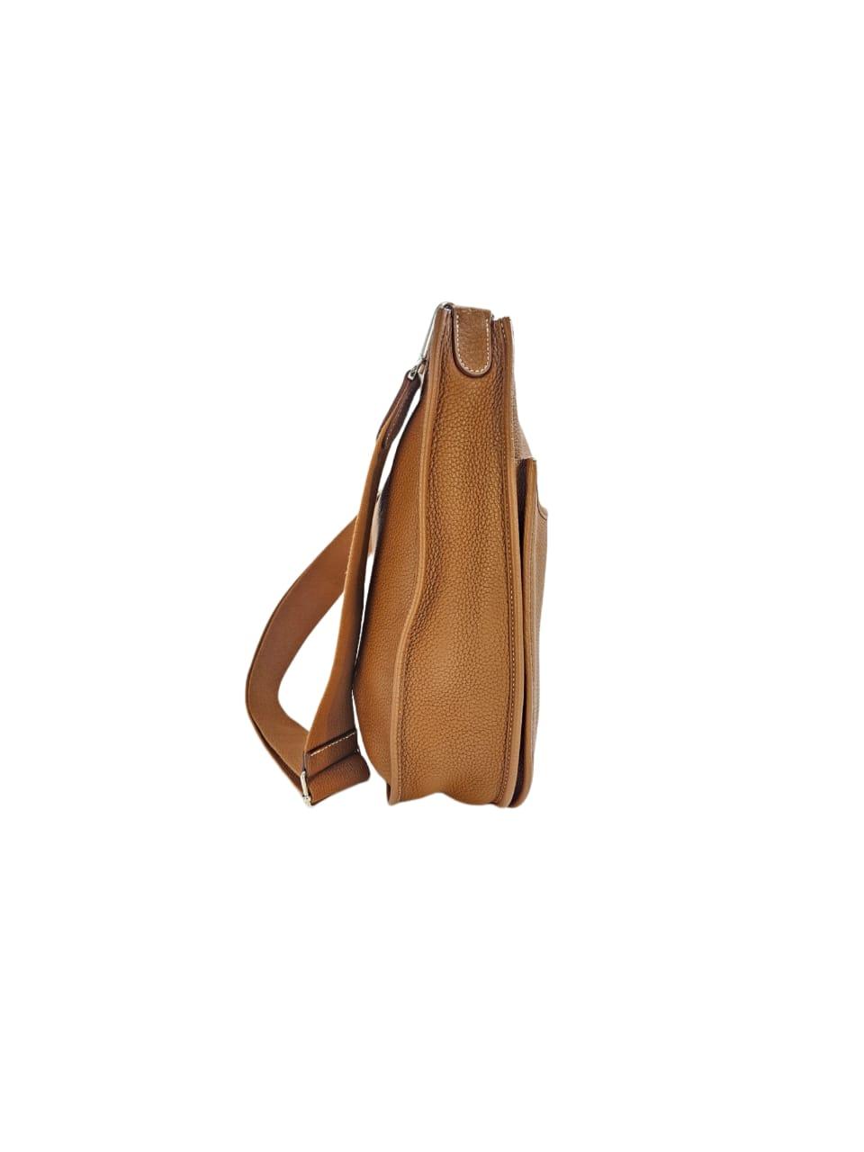 Hermes Gold Taurillon Clemence Leather Evelyne II GM Bag