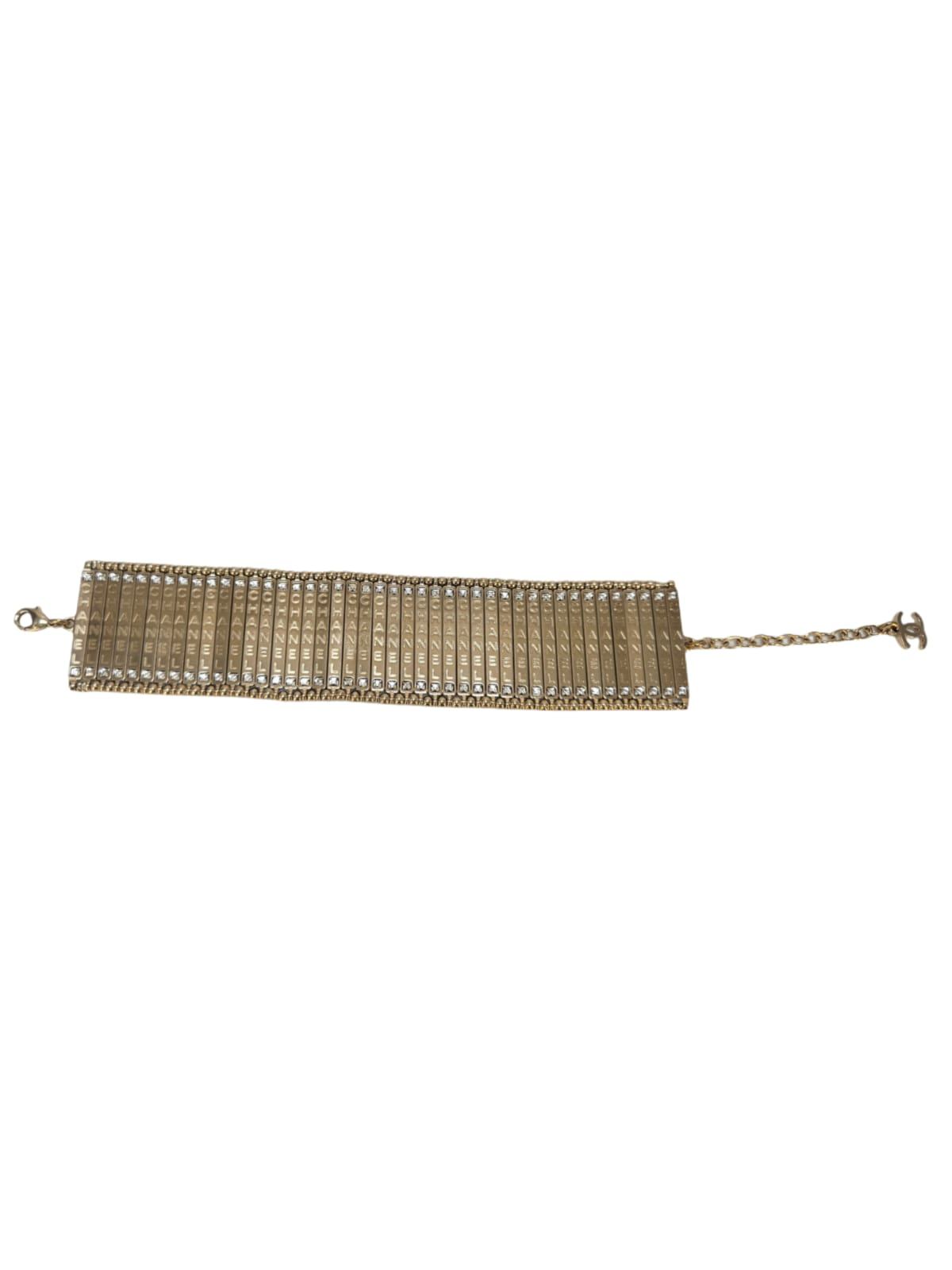 Chanel Strass Embelished gold Wide Cuff bracelet