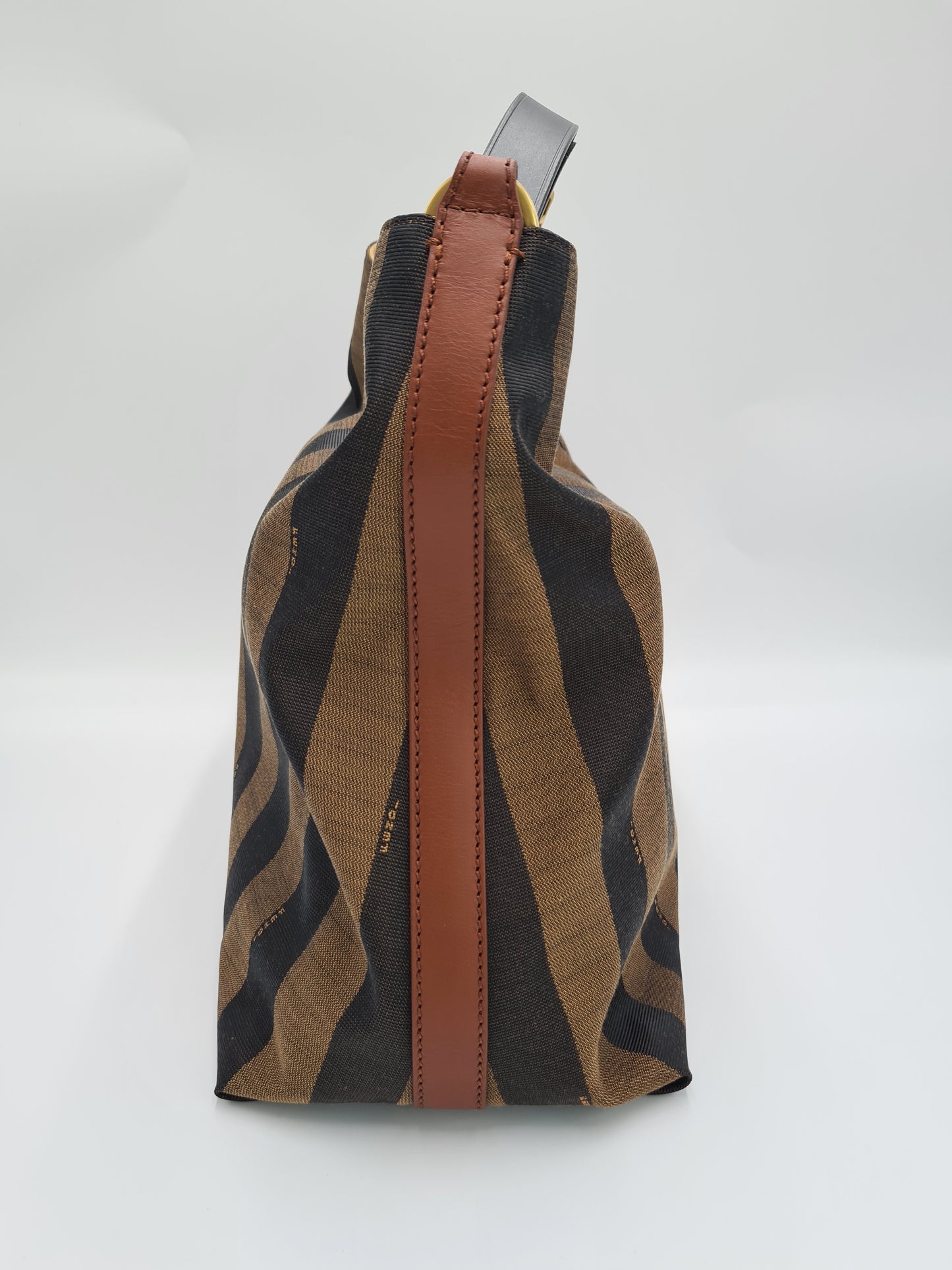 Fendi Canvas and Leather Large Pequin Striped Hobo