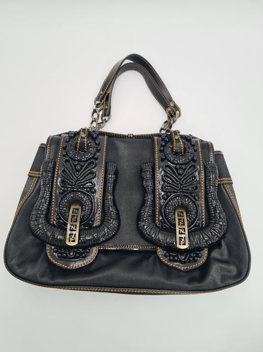 Fendi Pleated Satin  Shoulder Bag