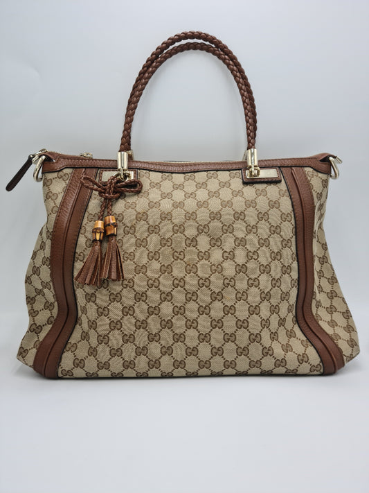 Gucci GG Canvas and Leather Bella Tote