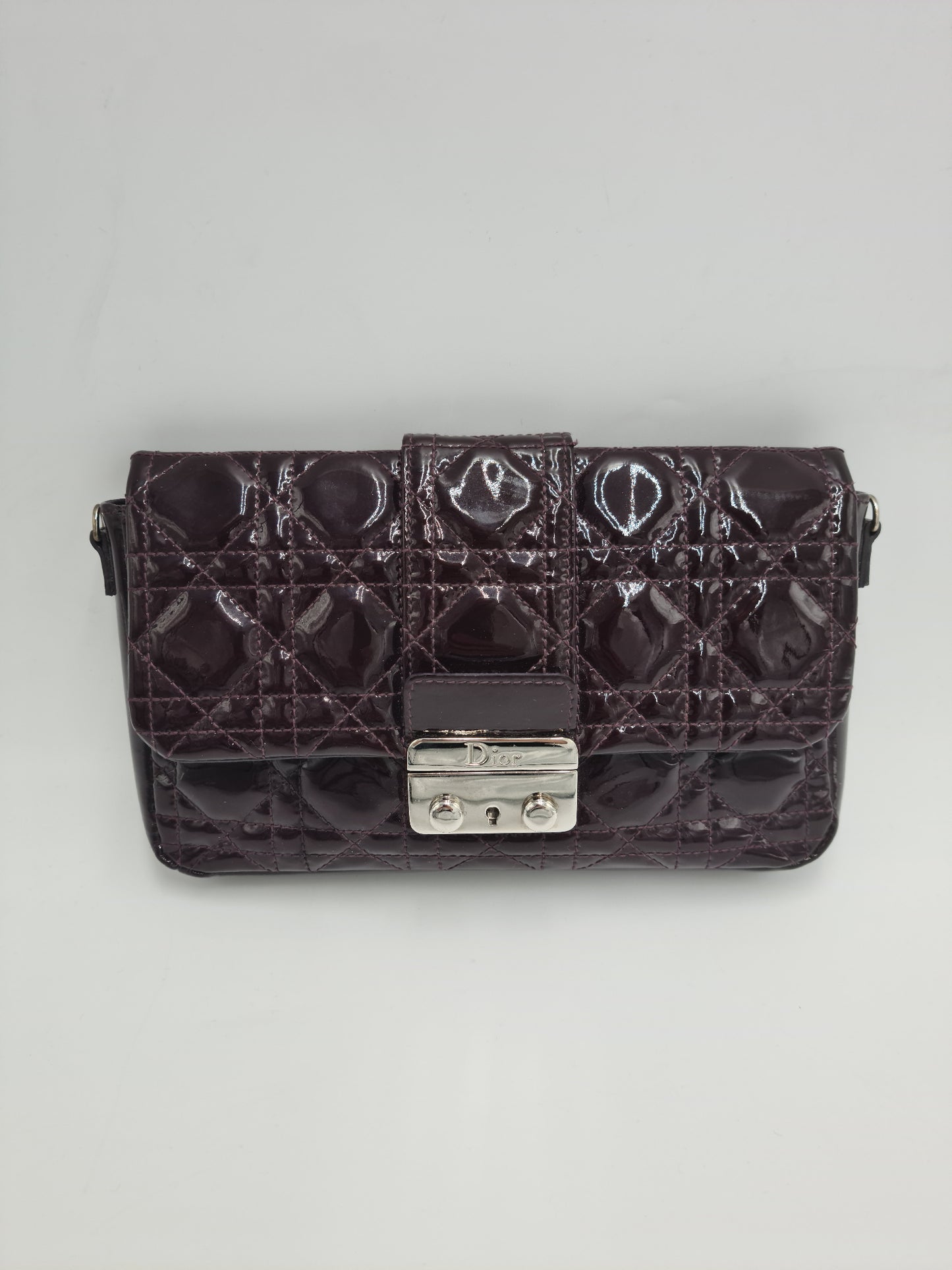 Christian Dior Cannage Quilted Patent Leather Lady Dior Flap Bag