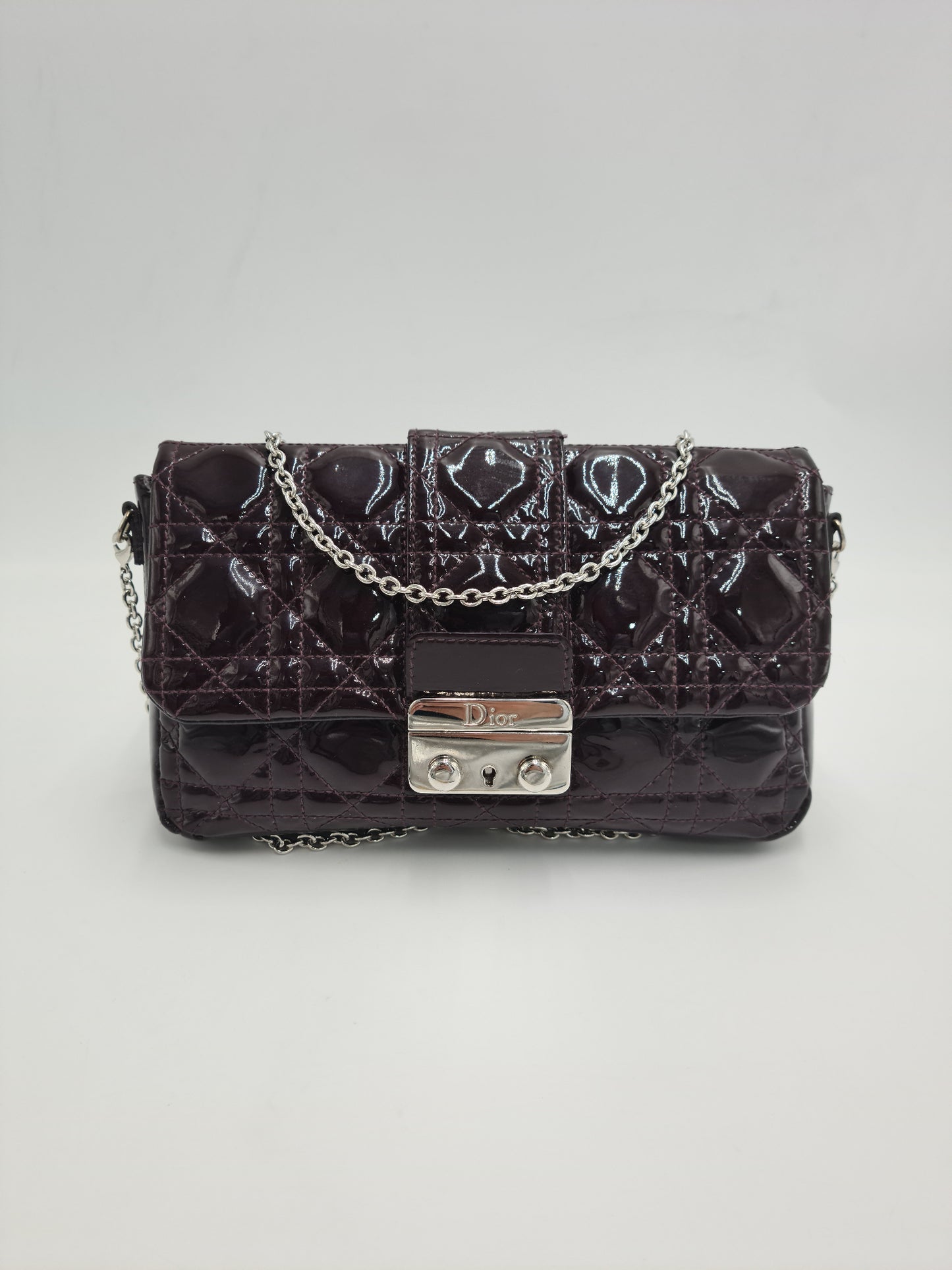 Christian Dior Cannage Quilted Patent Leather Lady Dior Flap Bag