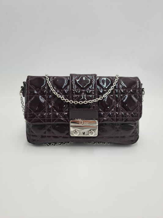 Christian Dior Cannage Quilted Patent Leather Lady Dior Flap Bag