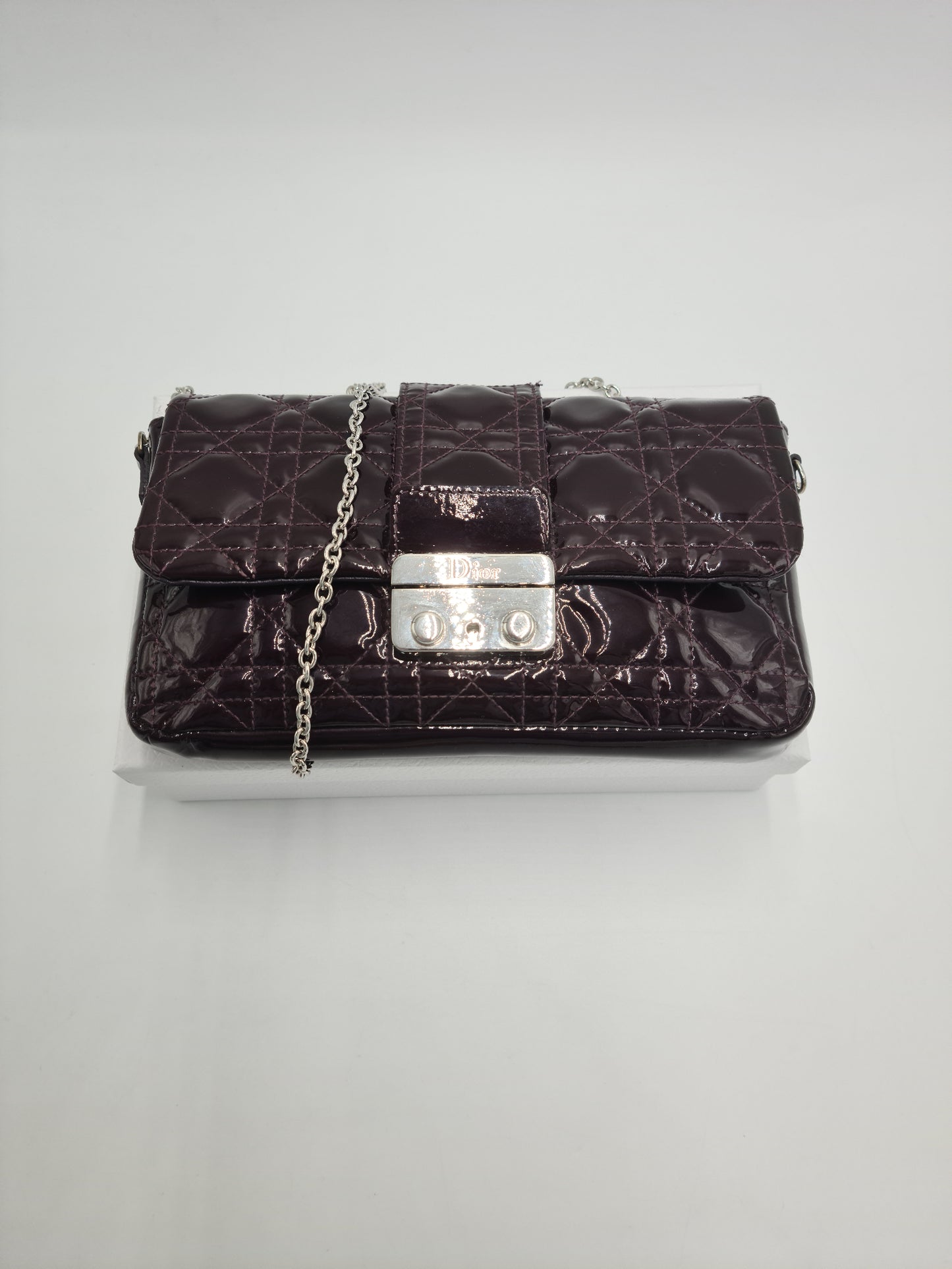 Christian Dior Cannage Quilted Patent Leather Lady Dior Flap Bag