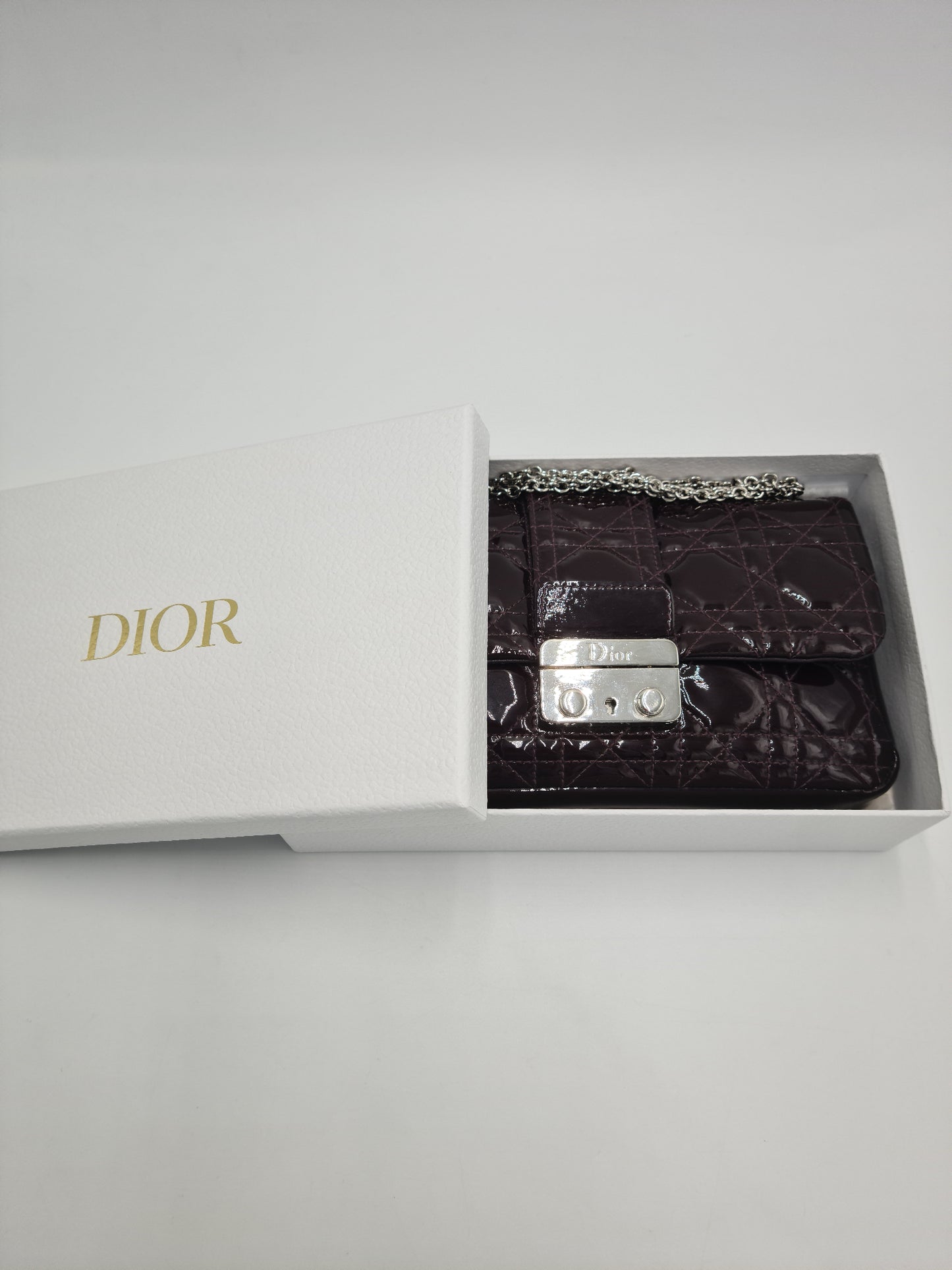 Christian Dior Cannage Quilted Patent Leather Lady Dior Flap Bag