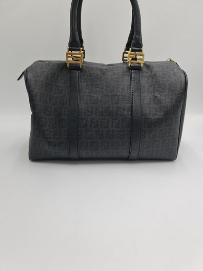 Fendi Zucchino Canvas Forever Bauletto Boston Bag