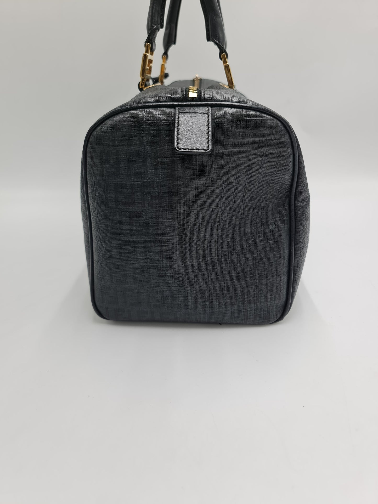 Fendi Zucchino Canvas Forever Bauletto Boston Bag