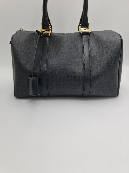 Fendi Zucchino Canvas Forever Bauletto Boston Bag