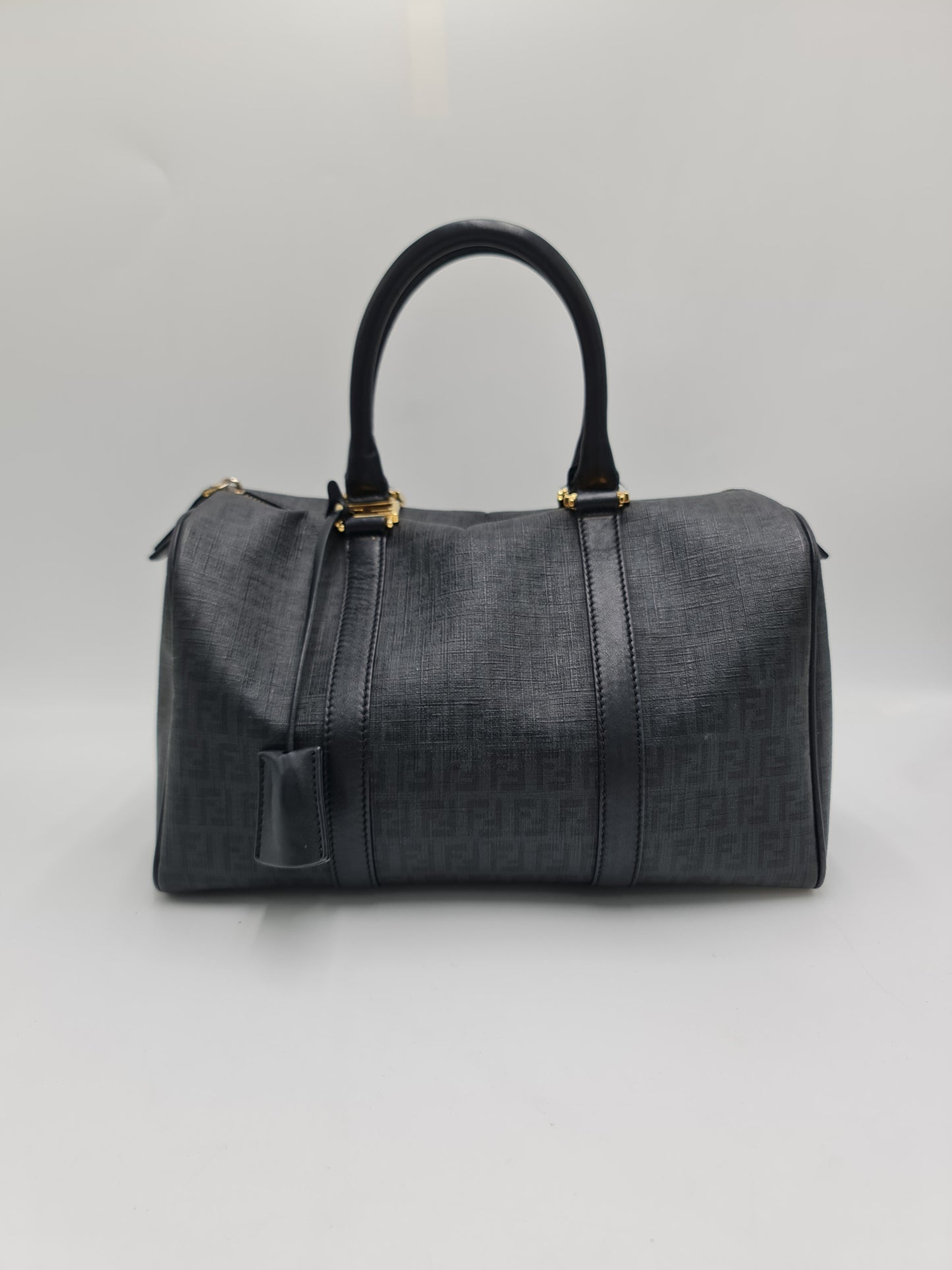 Fendi Zucchino Canvas Forever Bauletto Boston Bag