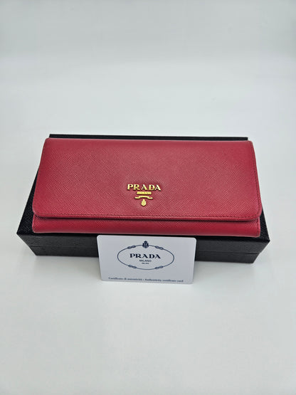 Prada Logo-Plaque Continental Wallet