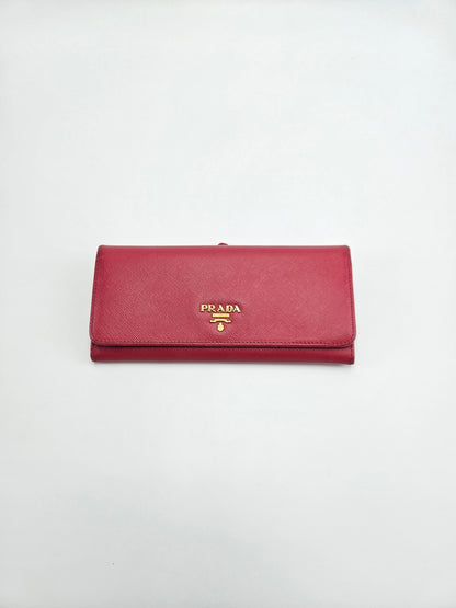 Prada Logo-Plaque Continental Wallet