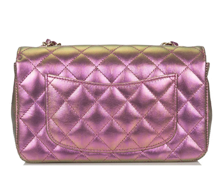 Chanel Mini Rectangular Iridescent Quilted Lambskin Leather Flap Bag