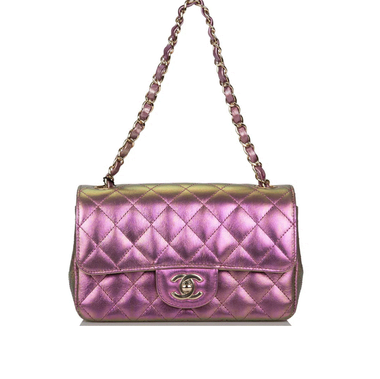 Chanel Mini Rectangular Iridescent Quilted Lambskin Leather Flap Bag