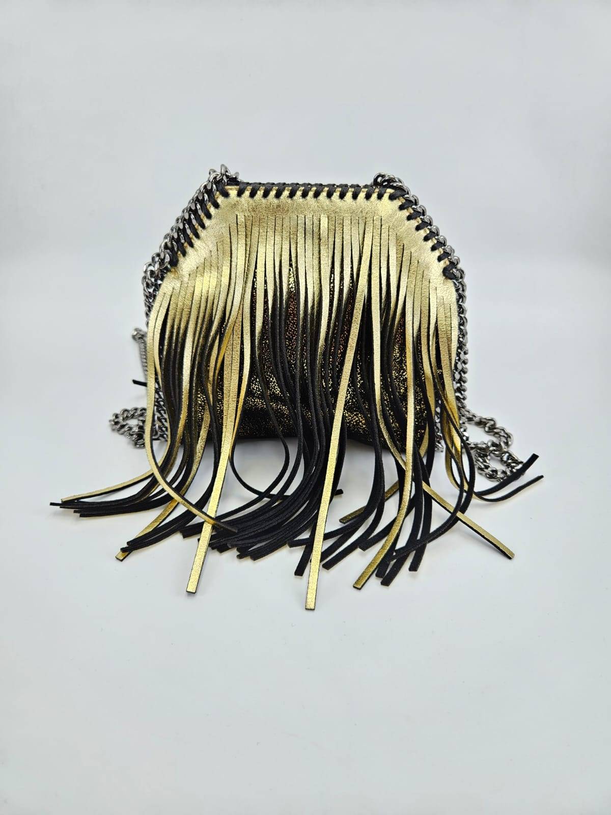 Stella McCartney Falabella Fold Over Crossbody Chain Fringe Shaggy Bag