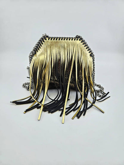 Stella McCartney Falabella Fold Over Crossbody Chain Fringe Shaggy Bag