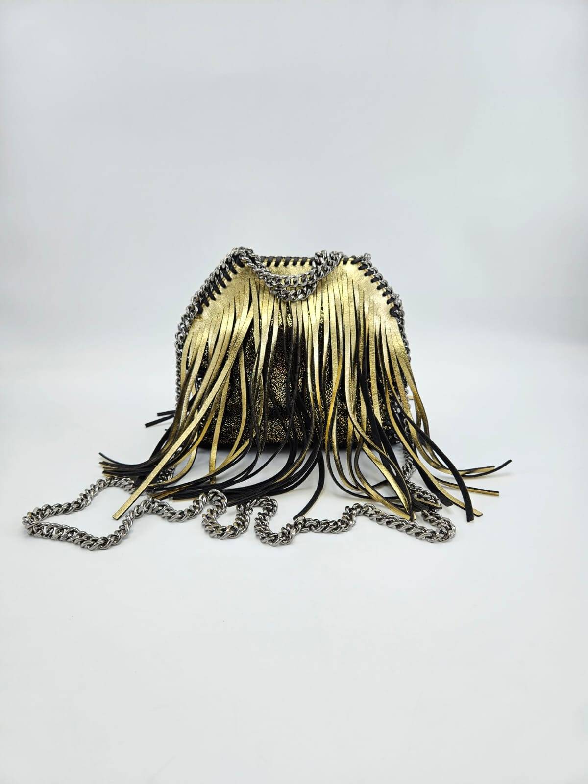 Stella McCartney Falabella Fold Over Crossbody Chain Fringe Shaggy Bag