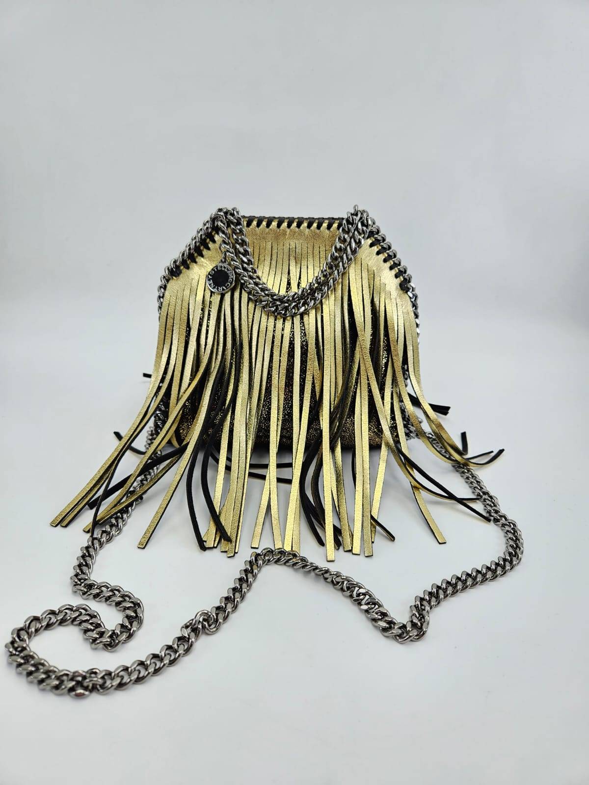 Stella McCartney Falabella Fold Over Crossbody Chain Fringe Shaggy Bag