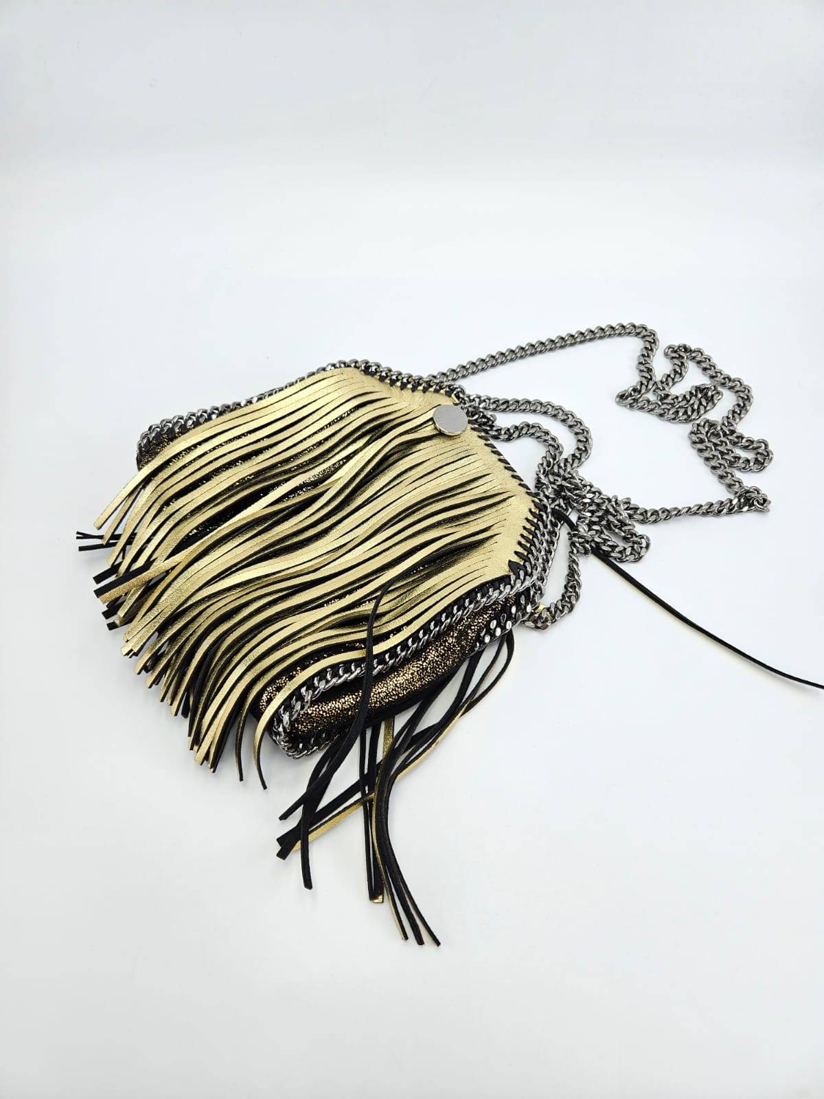 Stella McCartney Falabella Fold Over Crossbody Chain Fringe Shaggy Bag