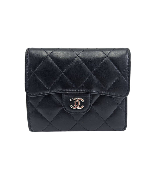 Chanel Black Lambskin Small Compact Wallet