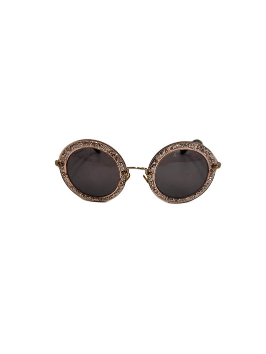 Miu Miu Tobacco Noir Glitter Round Sunglasses