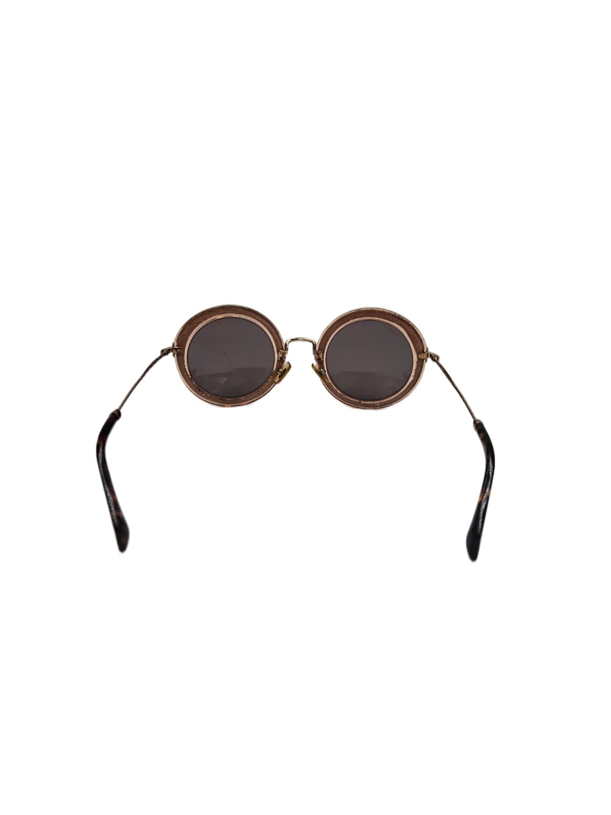 Miu Miu Tobacco Noir Glitter Round Sunglasses