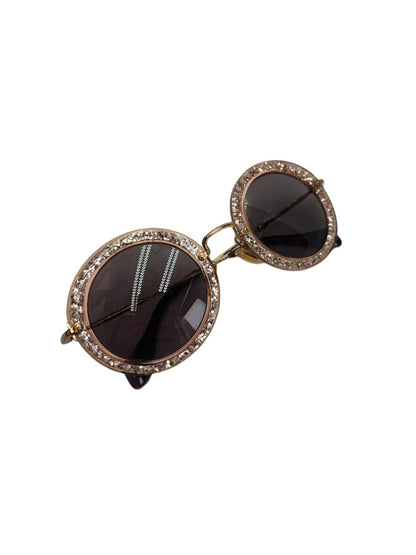 Miu Miu Tobacco Noir Glitter Round Sunglasses