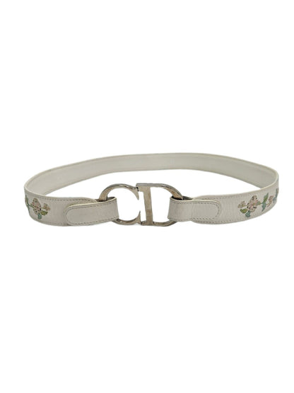 Dior White Leather 'CD' Logo Belt