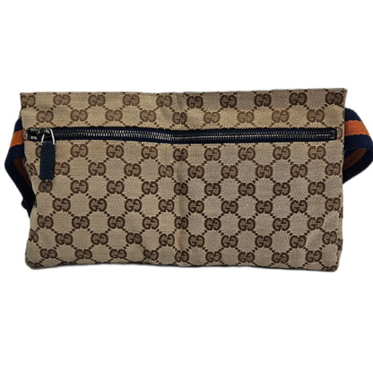 Gucci Beige & Blue GG Canvas and leather Waist Bag Bag