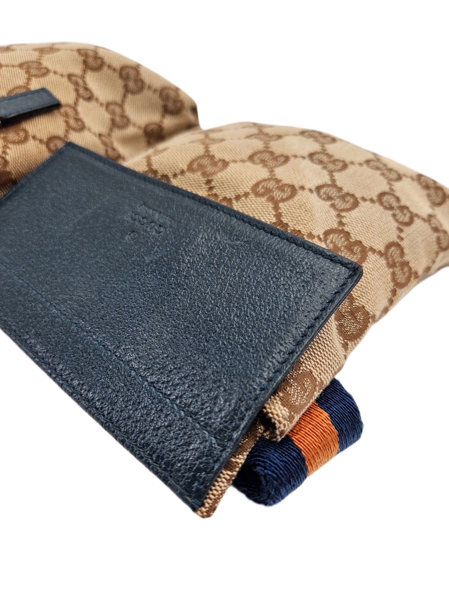 Gucci Beige & Blue GG Canvas and leather Waist Bag Bag