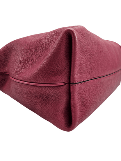 Fendi-Clasp-Top Leather Hobo Bag Red