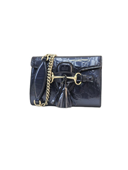 Gucci Nice Guccissima Patent Leather Mini Emily Chain Shoulder Bag