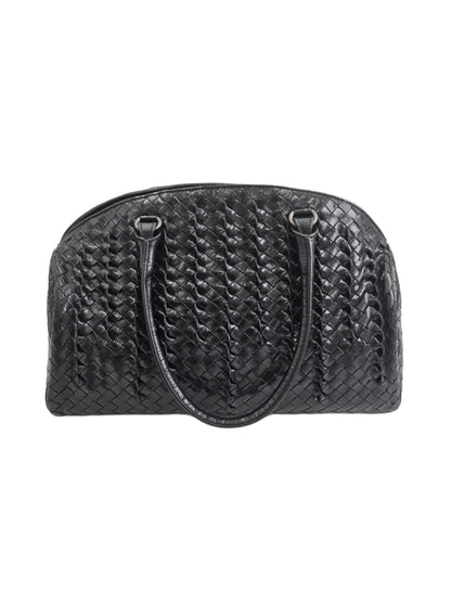 Bottega Veneta Black Intrecciato Leather Satchel