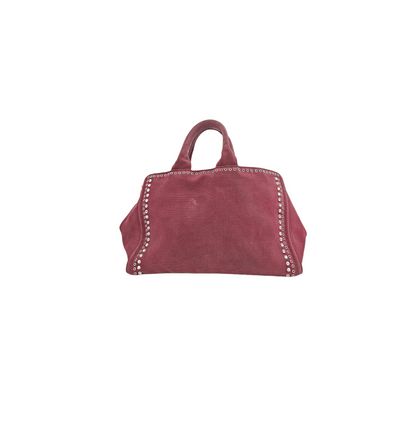 Prada Studded Canapa  Tote Bag