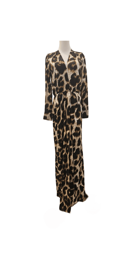 Philipp Plein Leopard Print Surplice Maculate Maxi Dress