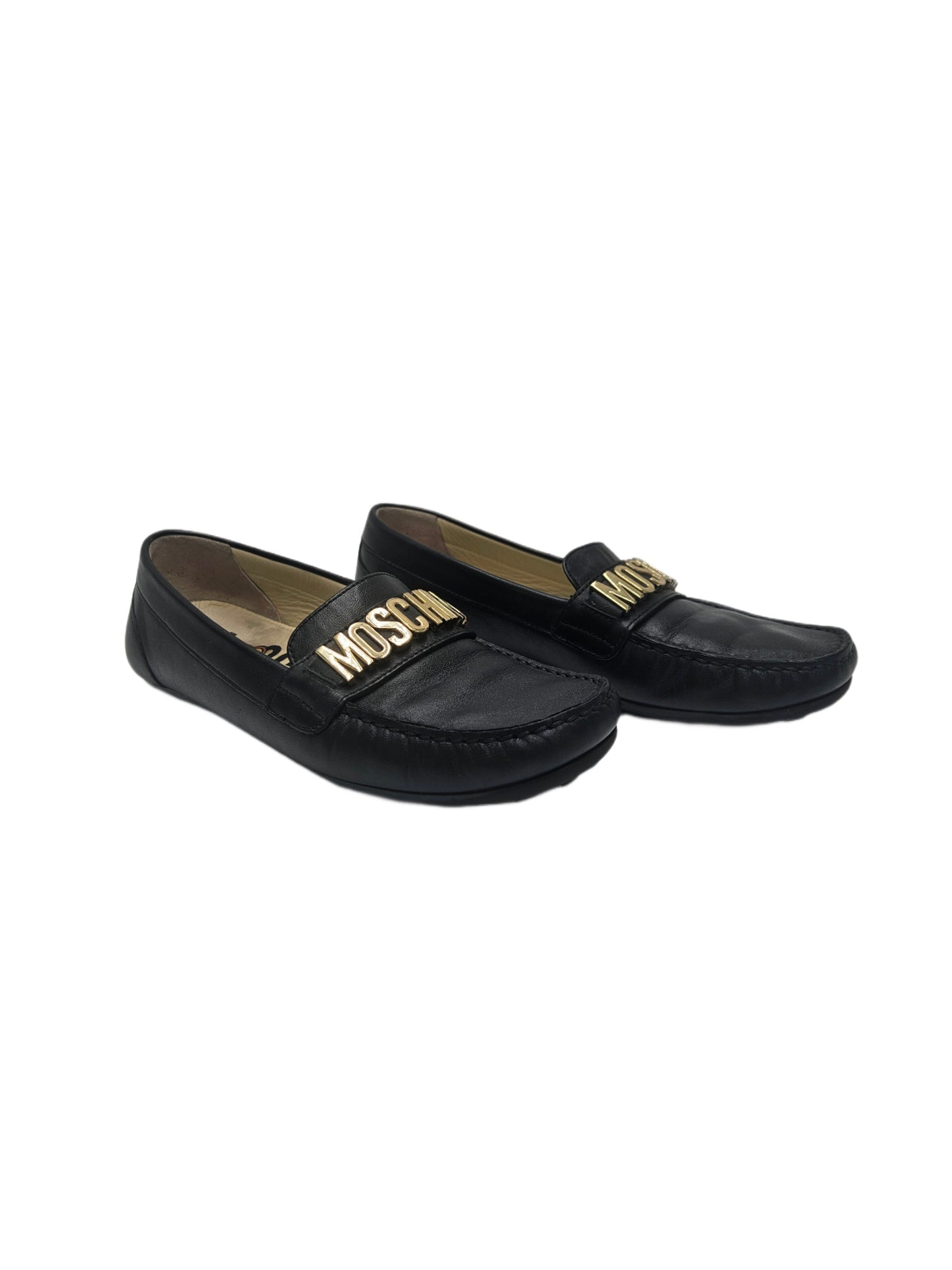 Moschino Lettering Logo Leather Loafers 38 EU