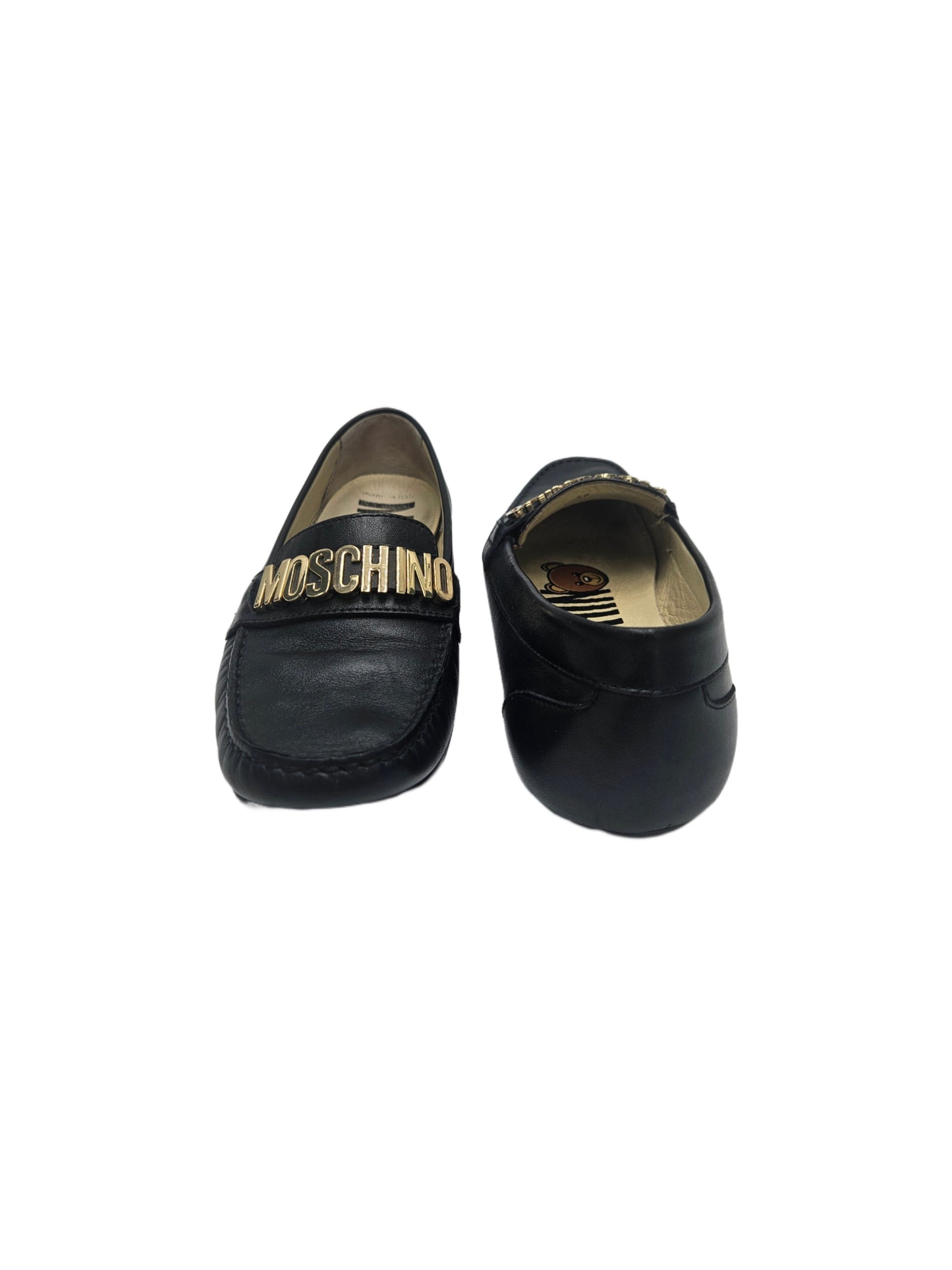 Moschino Lettering Logo Leather Loafers 38 EU