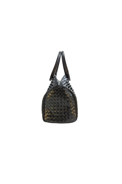 Bottega Veneta Black Intrecciato Leather Satchel