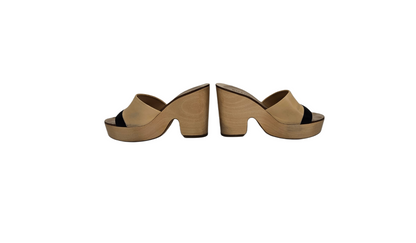 Chanel Open Toe Wooden Clogs Size 38