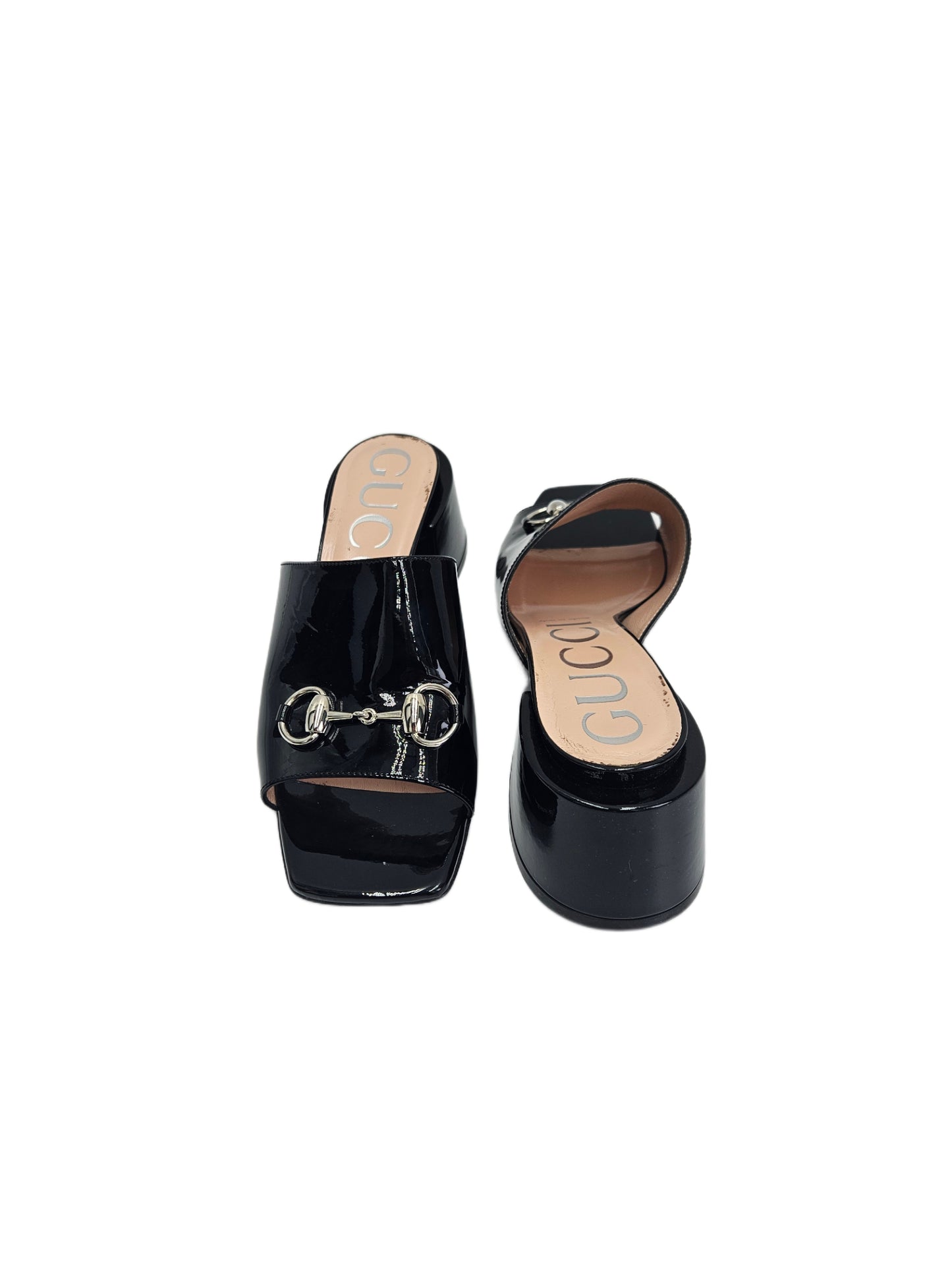 Gucci Black Horsebit Block Heel Slide Sandal Eu 38