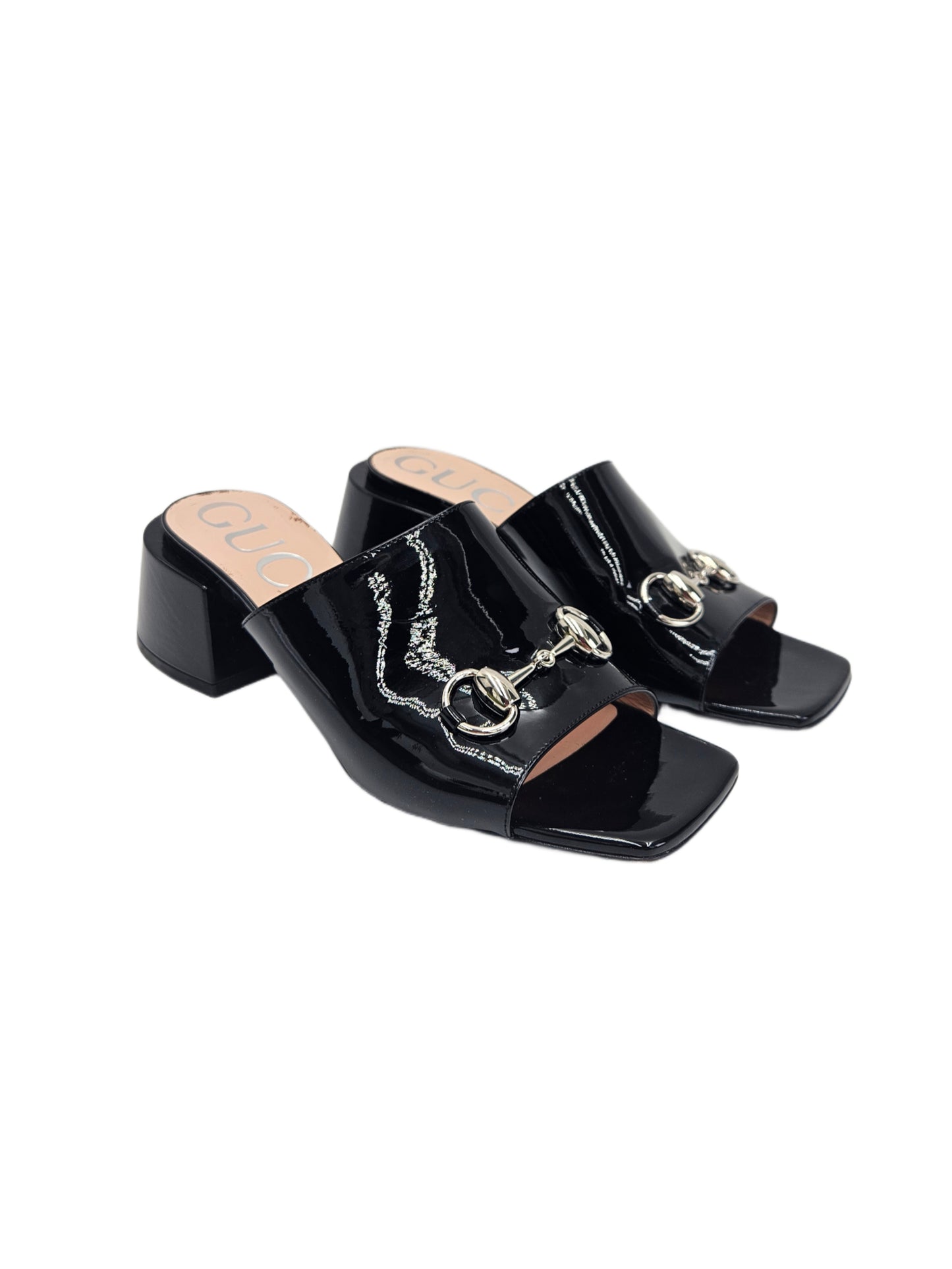 Gucci Black Horsebit Block Heel Slide Sandal Eu 38